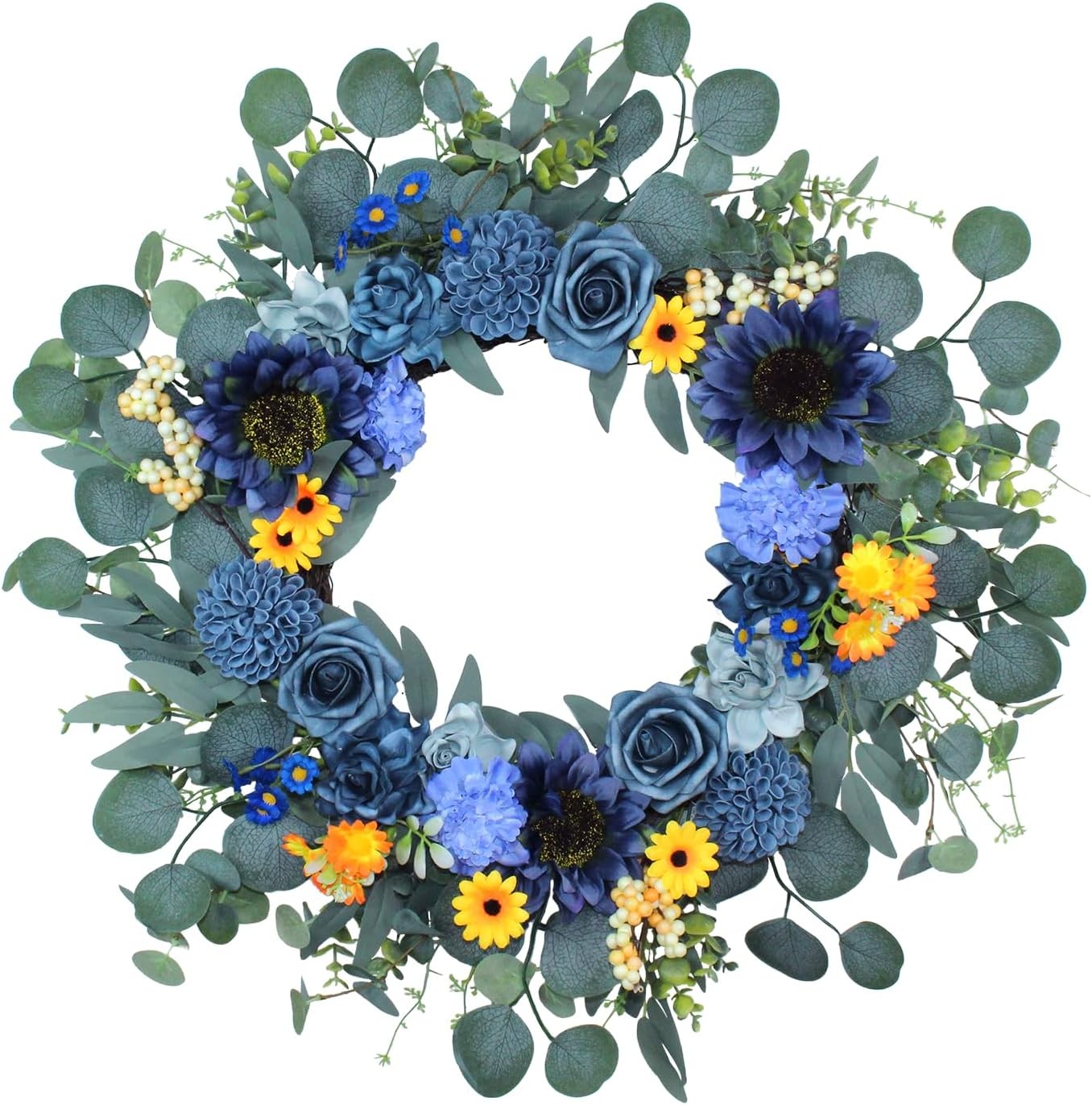 22In Sunflower Summer Wreath Greenery Front Door Farmhouse Porch Decor