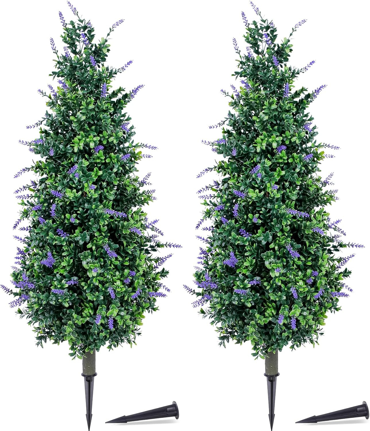 Set of 2 – 3Ft Lavender Artificial Topiary Trees for Indoor/Outdoor Decor