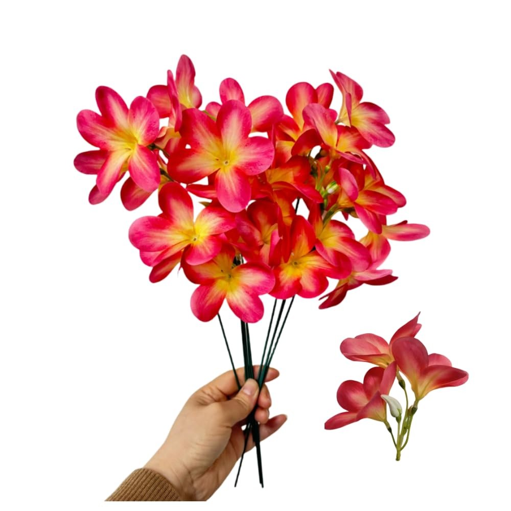 10 Bunch Pink Artificial Flowers Fake Plumeria Flower with Stems,12inch Real …