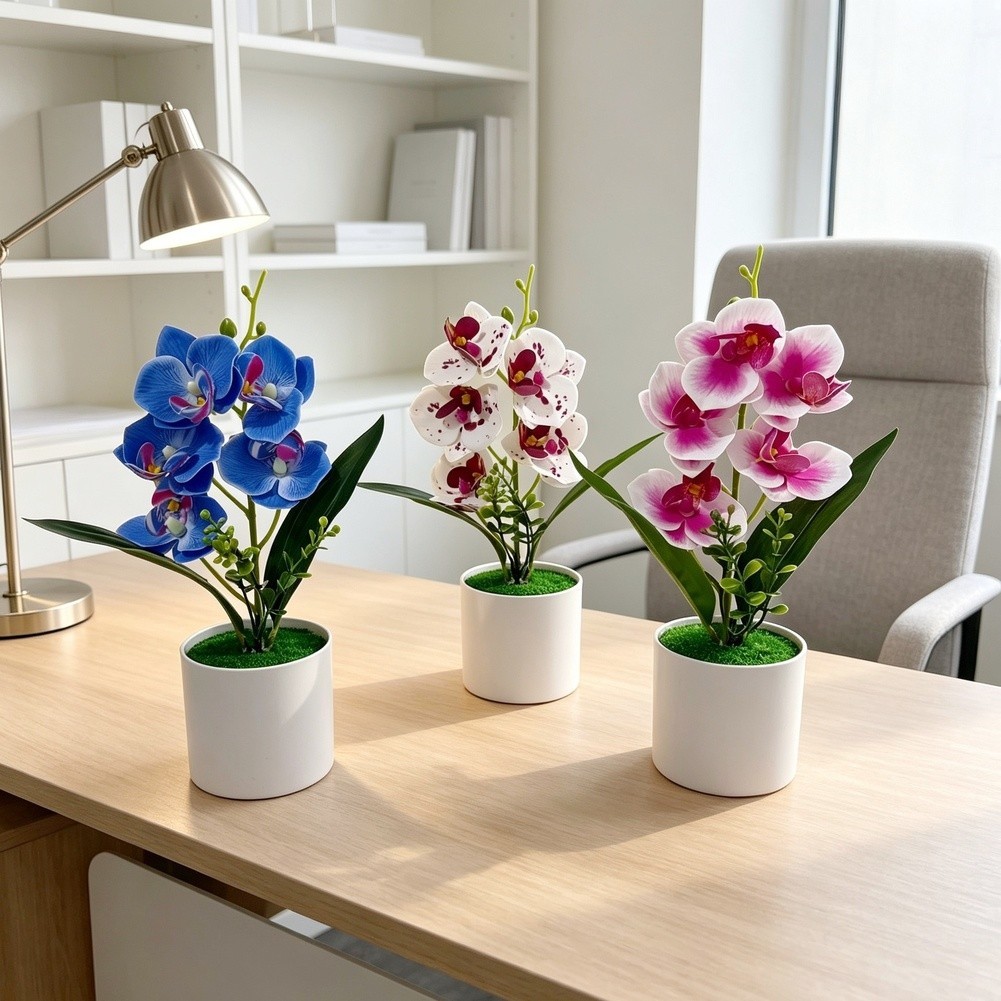 Artificial Butterfly Orchid Flower Plant for Tabletop Decor 38cm Height
