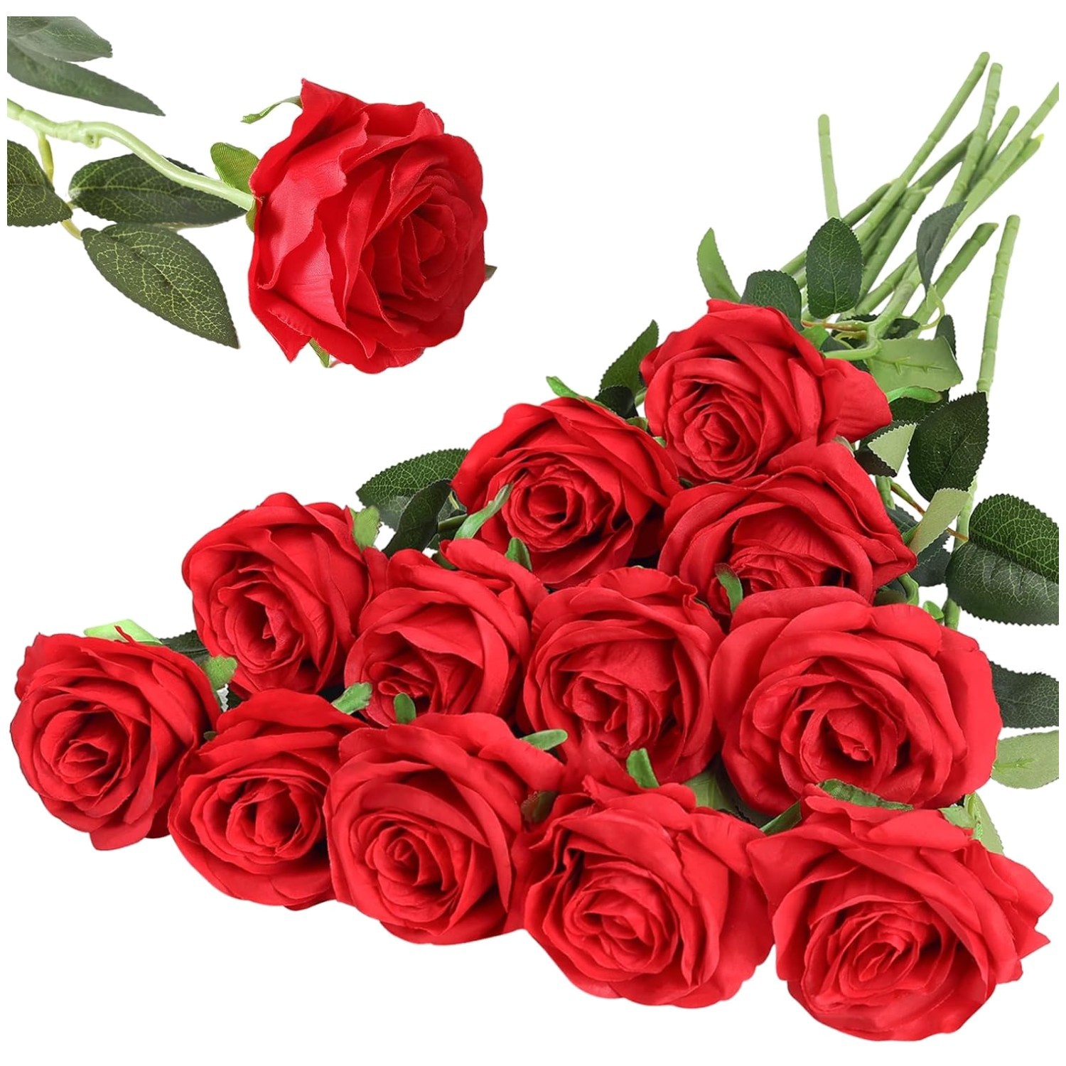 Quality Red Silk Roses – 12 Pack