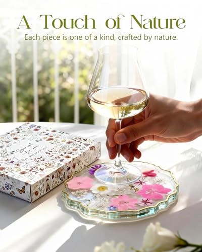 Resin Drink Coaster for Desk Coffee Table-Pink White Cute Medium Pink-white