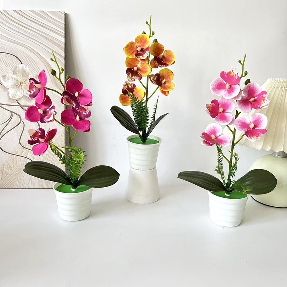 30cm Artificial Orchid Plant with White Purple Dot Orange Blue Rose Red Colors