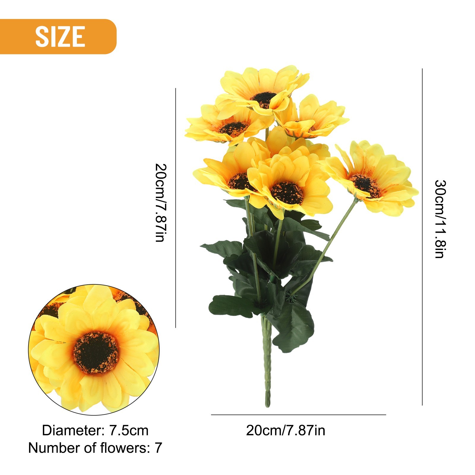 7 Heads Artificial Sunflowers Fake Flower Bouquet Garden Wedding Party Decor New