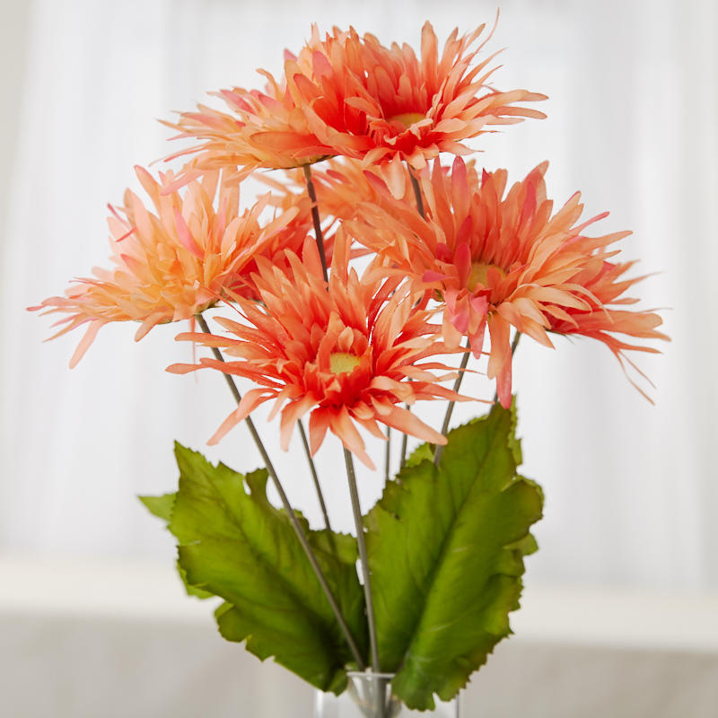 Set of 2 Poly Silk Peach Artificial Gerbera Daisy 17″ Floral Bushes