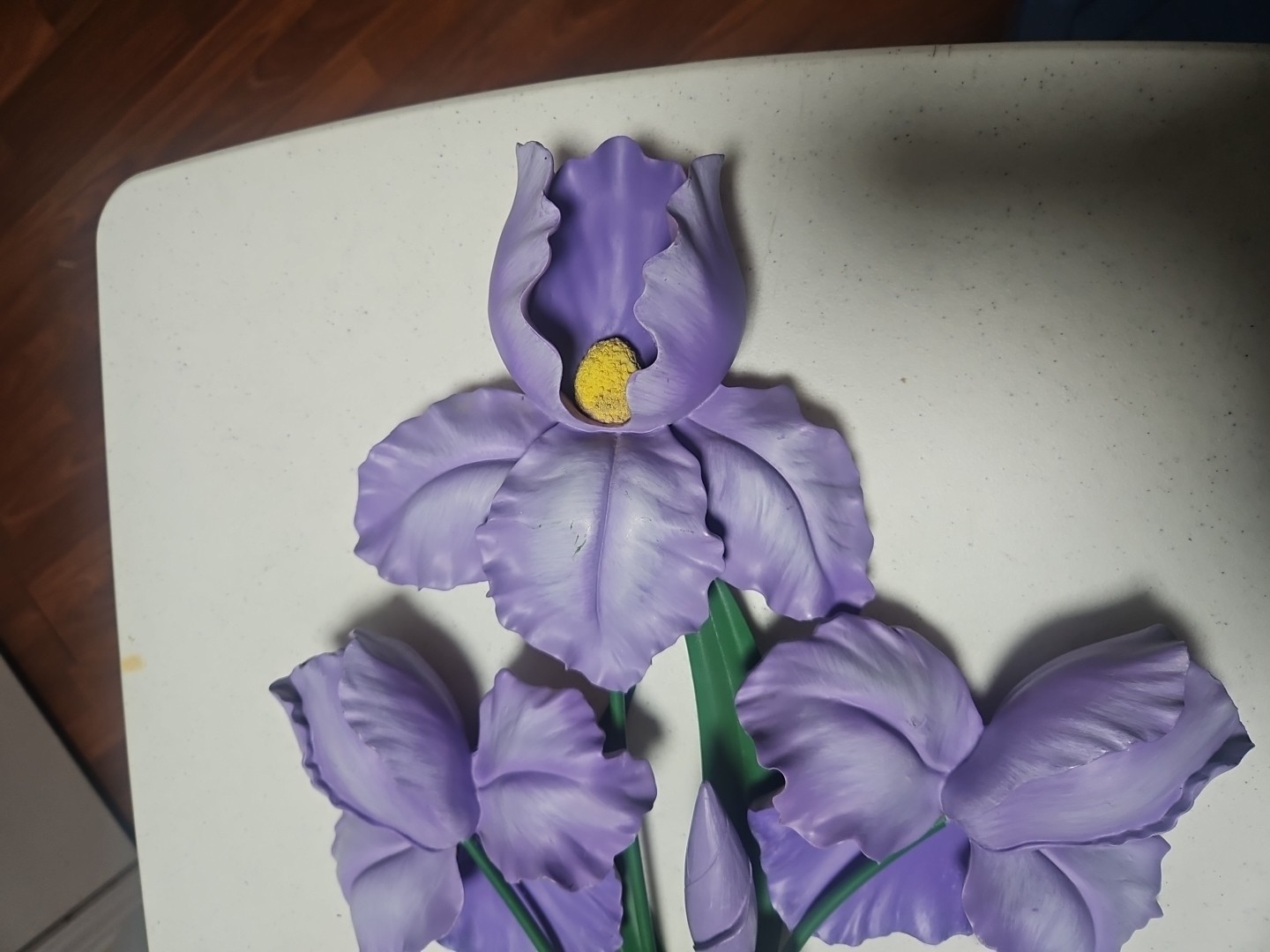 Purple Iris, 29″L× 13″W, WMG , Wall Decor, Ceramic/Resin Flowers & Metal Stem
