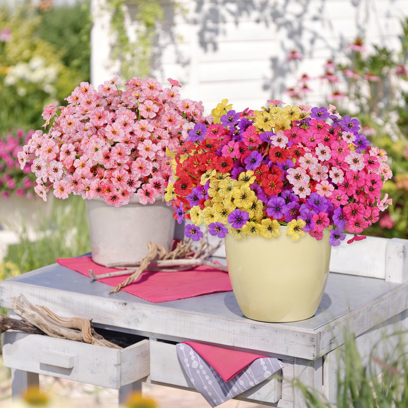20 Bundles Artificial Flowers for Outdoor Outside Spring Summer Decoration UV…