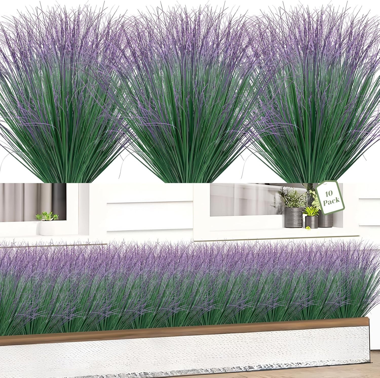 10 Bundles Fake Grass Plants Artificial Plants Outdoor Faux Plants Tall Shrubs W