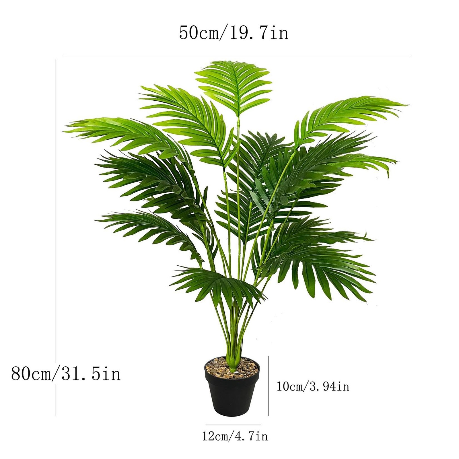 Tall Faux Palm Tree Realistic Potted Silk Artificial Plants Indoor with Pot F…