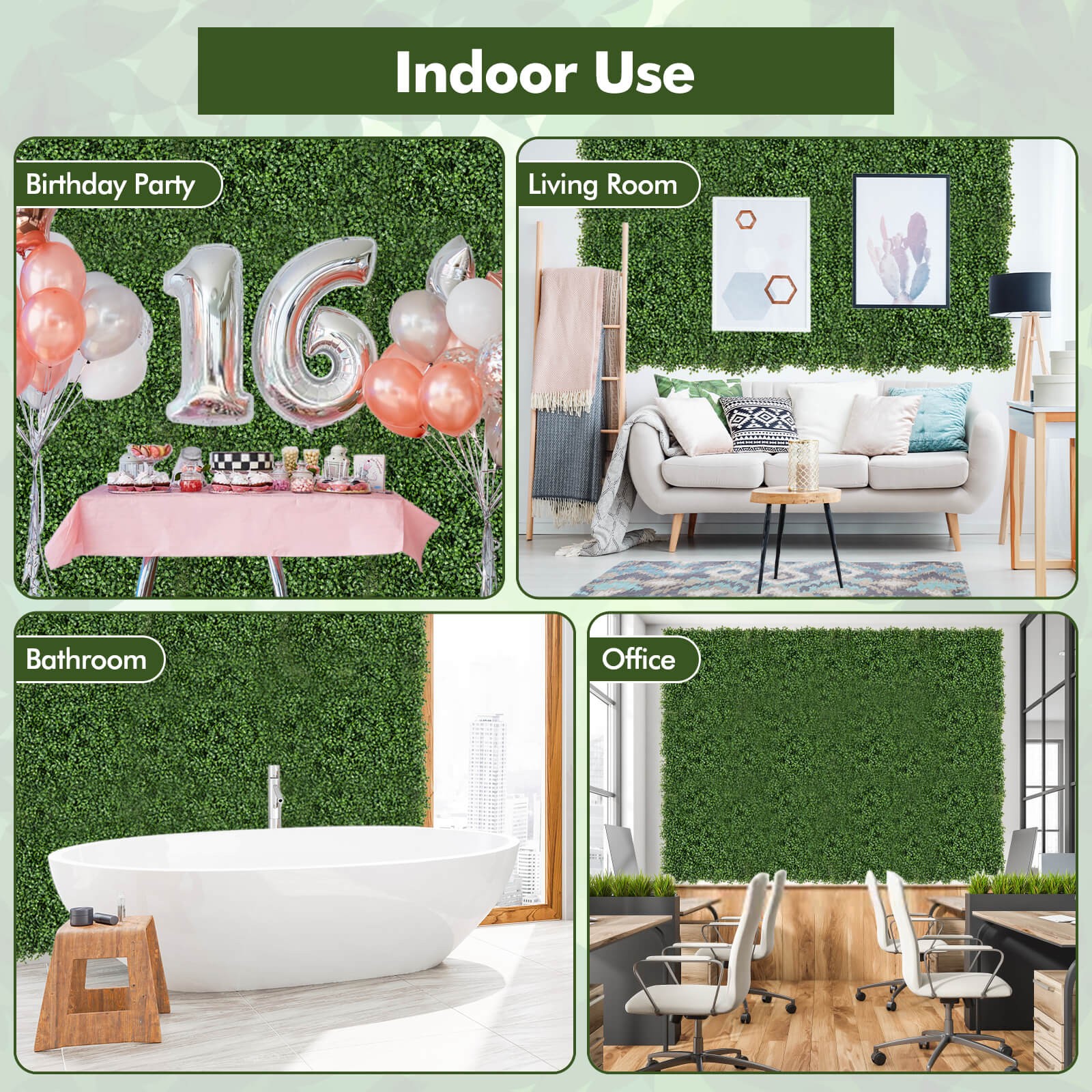 12 Pcs 20″ x 20″ Faux Boxwood Panels w/Insertable Branches Privacy Hedge Screen
