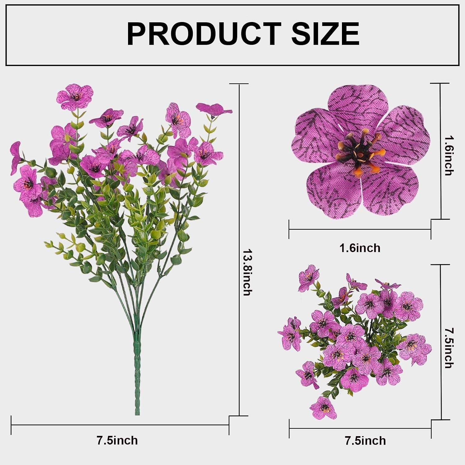Artificial Flowers for Outdoor,12 Bundles Silk Fake Flowers,UV Resistant