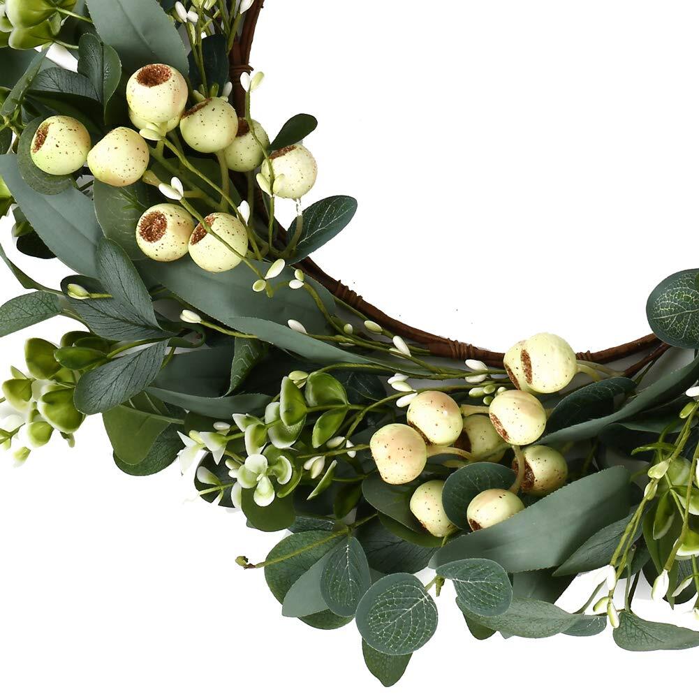 Green Eucalyptus WreathArtificial Eucalyptus Leaves Wreath with Big BerriesSp…