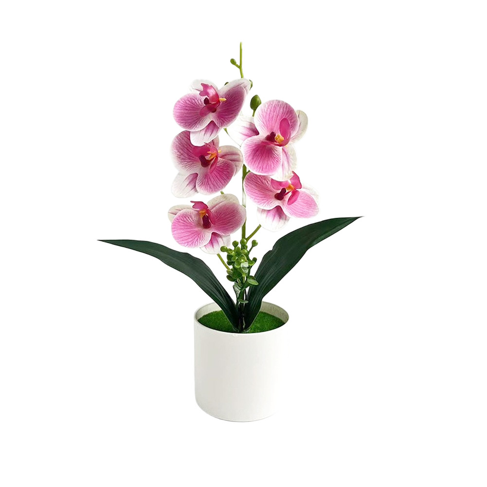 5 Flower Artificial Phalaenopsis Orchid Potted Plant for Wedding Home Decor