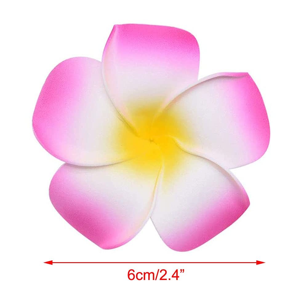 50Pcs 2.4Inch Artificial Foam Plumeria Rubra Hawaii Frangipani Beach Flower P…