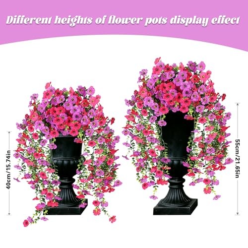 Artificial Flowers for Outdoors, UV Resistant 2 Bundles Fake 2PCS Mix Colors1