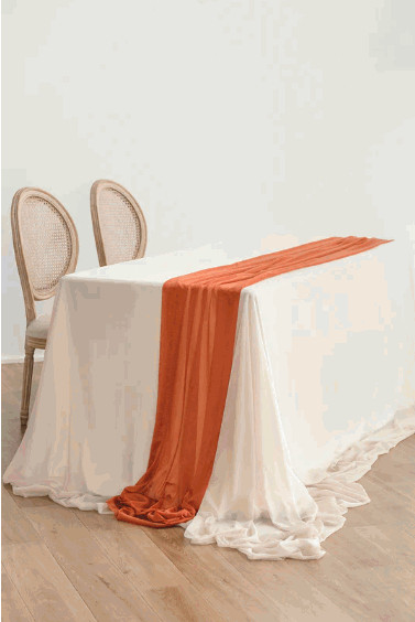 Head Table 9ft. Flower Garland with 10ft. Runner in Sunset Terracotta