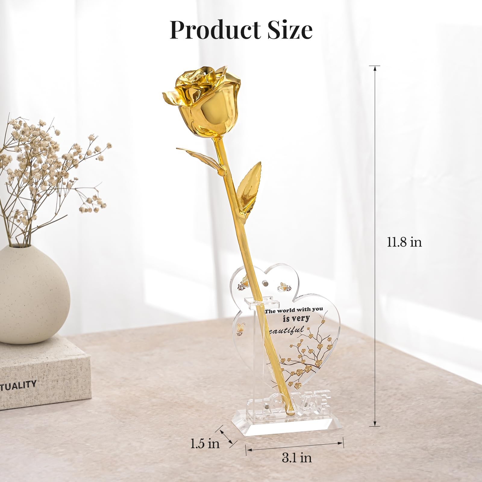 Luxury 24K Gold Dipped Rose Gift Set with Acrylic Butterfly Base & Gift Box – Pe
