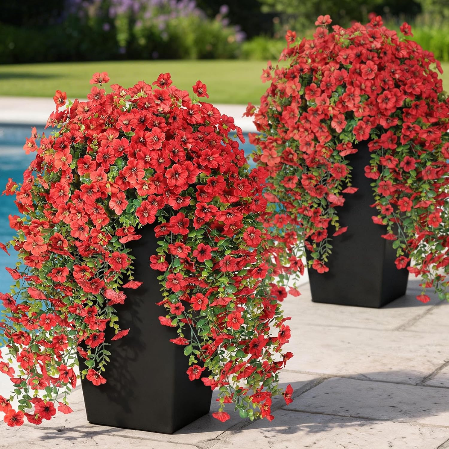 4 Bundles Artificial Hanging Morning Glory Flowers for Outdoor, Realistic Hangin
