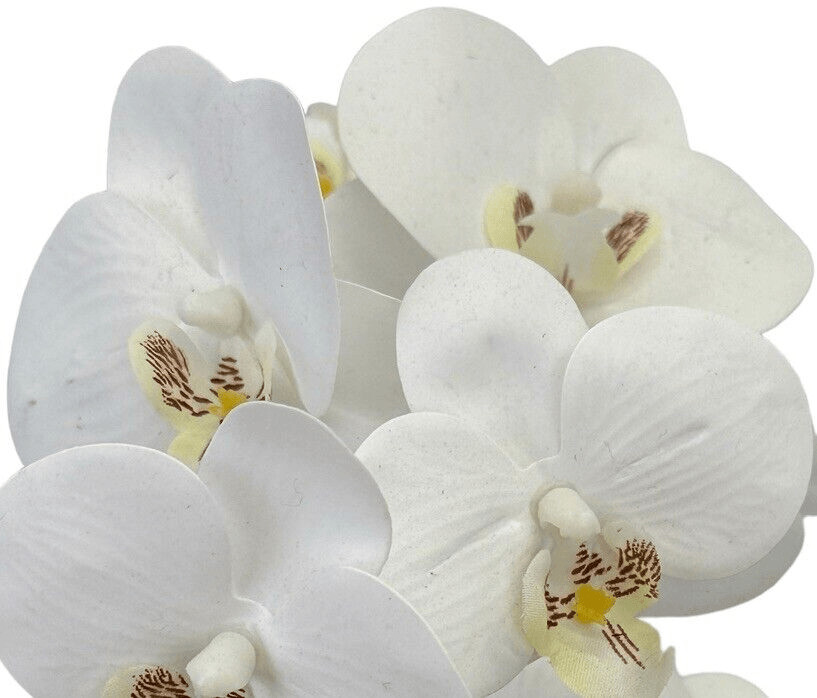 New Faux White 15 Inch Orchid In Ceramic Pot With Artificial Greenery