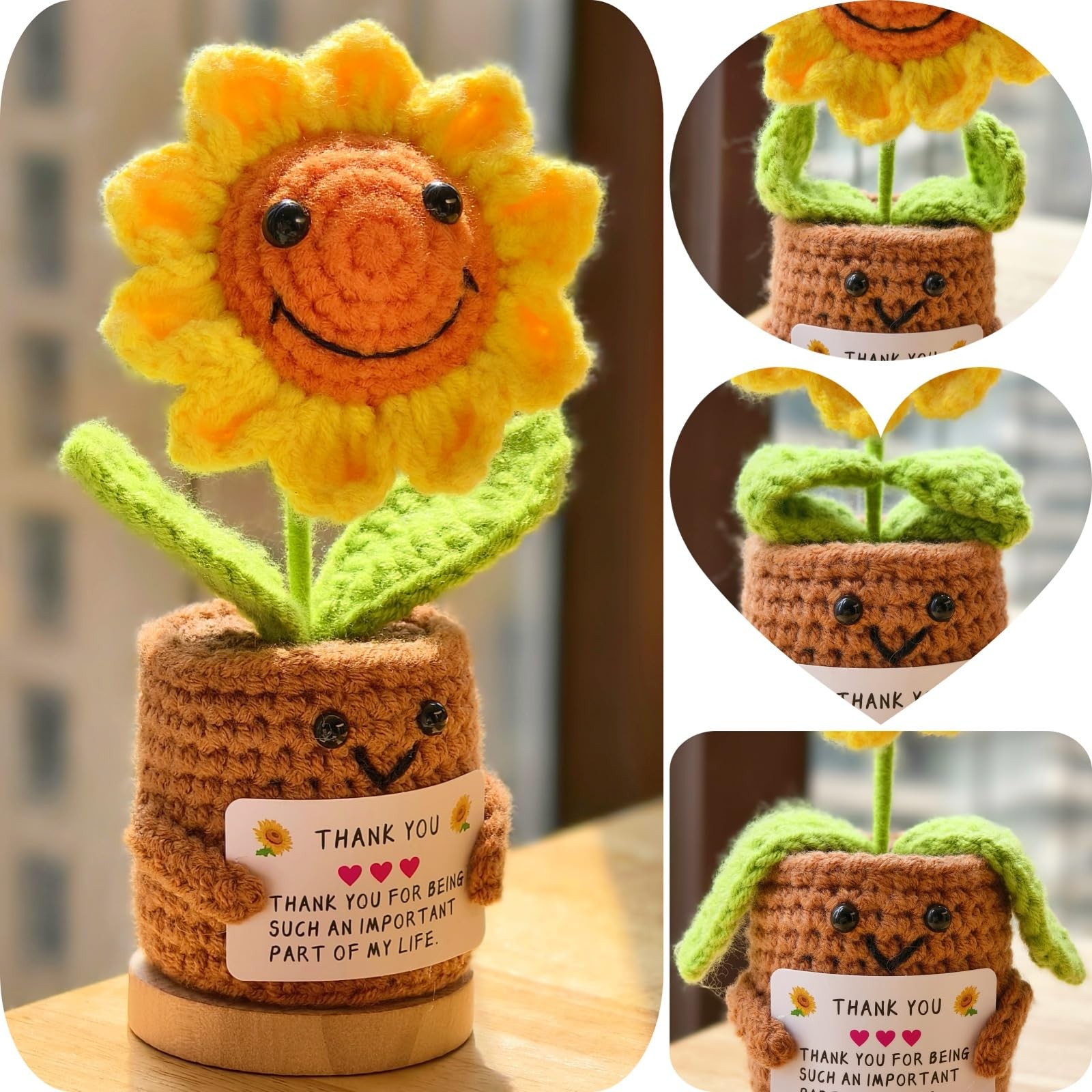 Thank You Gifts for Teacher Women Crochet Sunflower Gifts Office Desk Decor