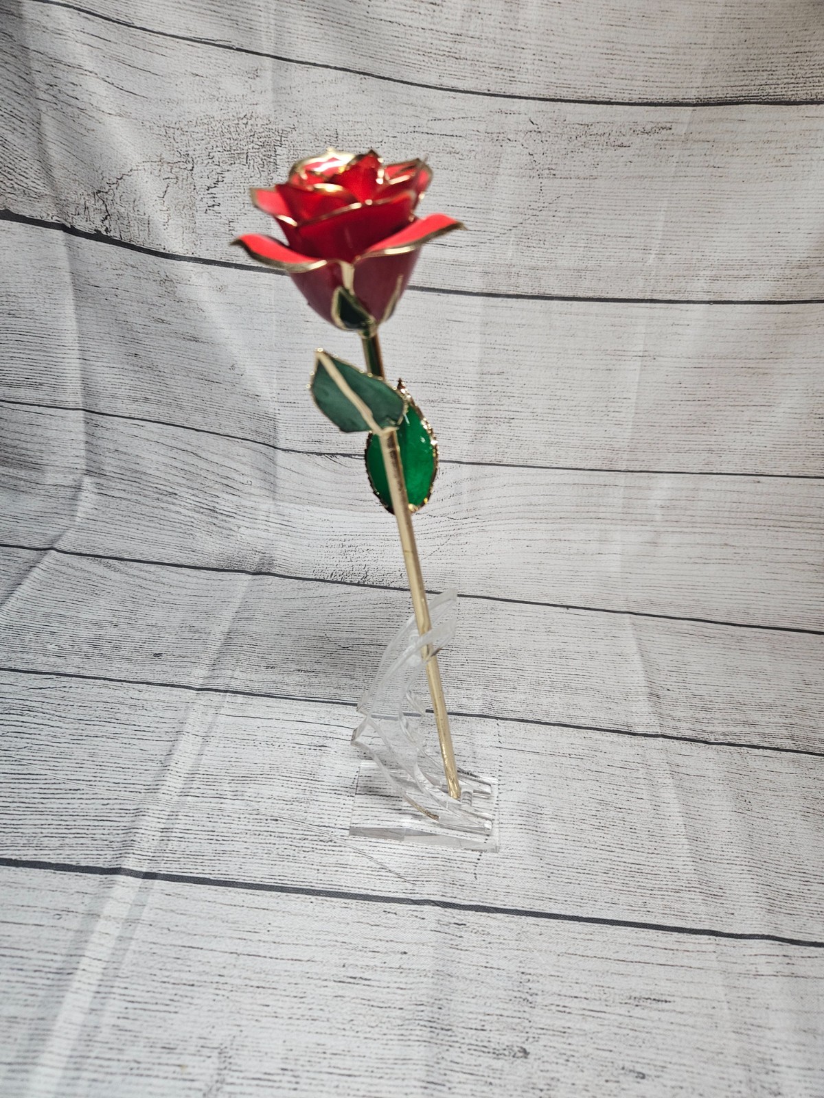 24K Gold Dipped Real Rose with Stand – Forever Gift for Her, Red – 11″ Long