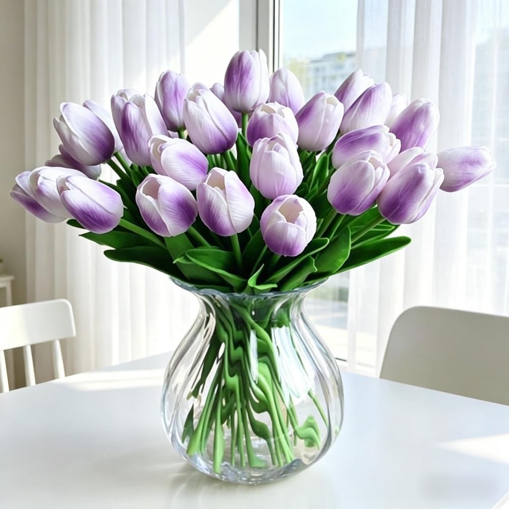 Artificial Tulips 10 Pcs Real Touch Fake Flowers for Home Party Decor