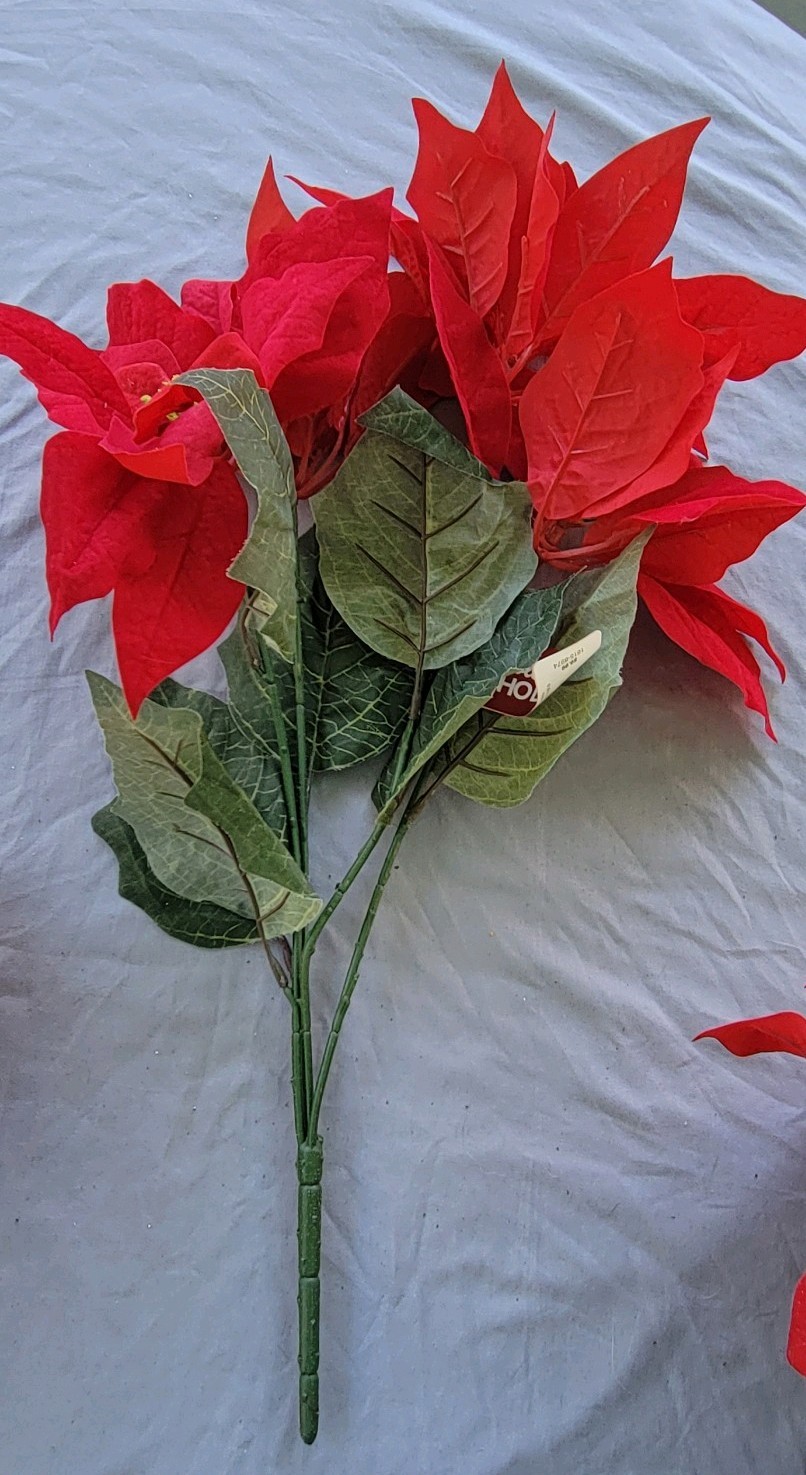 Poinsettias Artificial Christmas Flowers Artificial Decorations – 4 Bunches