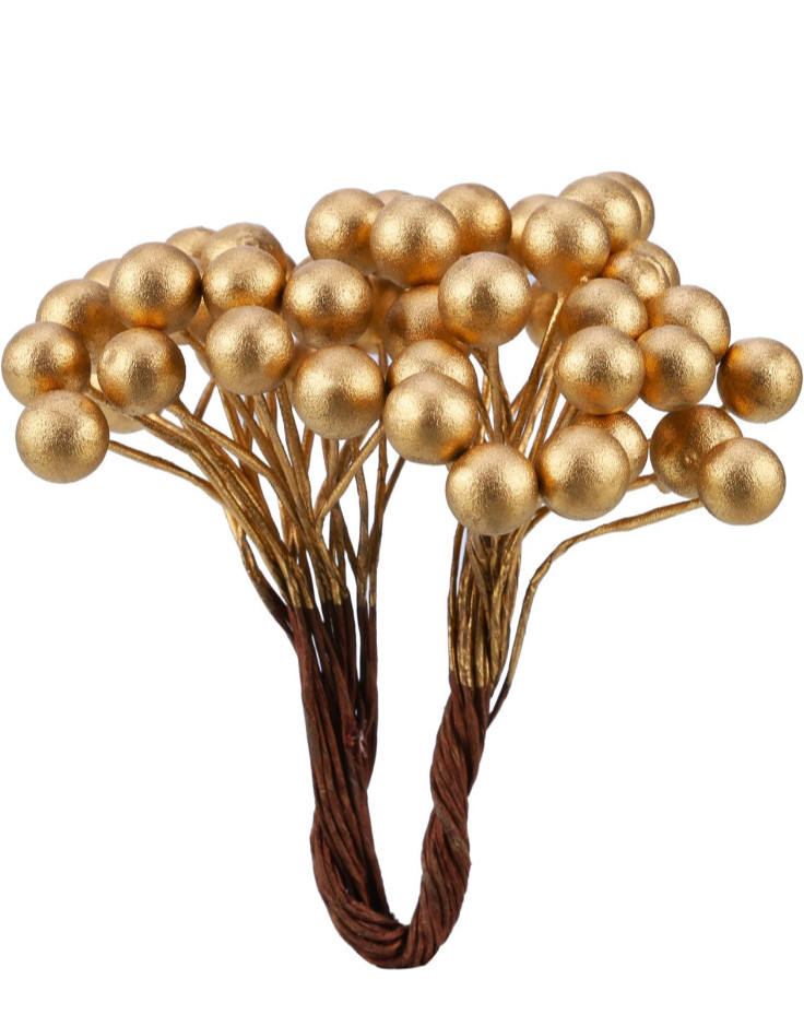 BBTO artificial holly berries on wire stems, 250 stems with 500 pieces 8 mm Fake