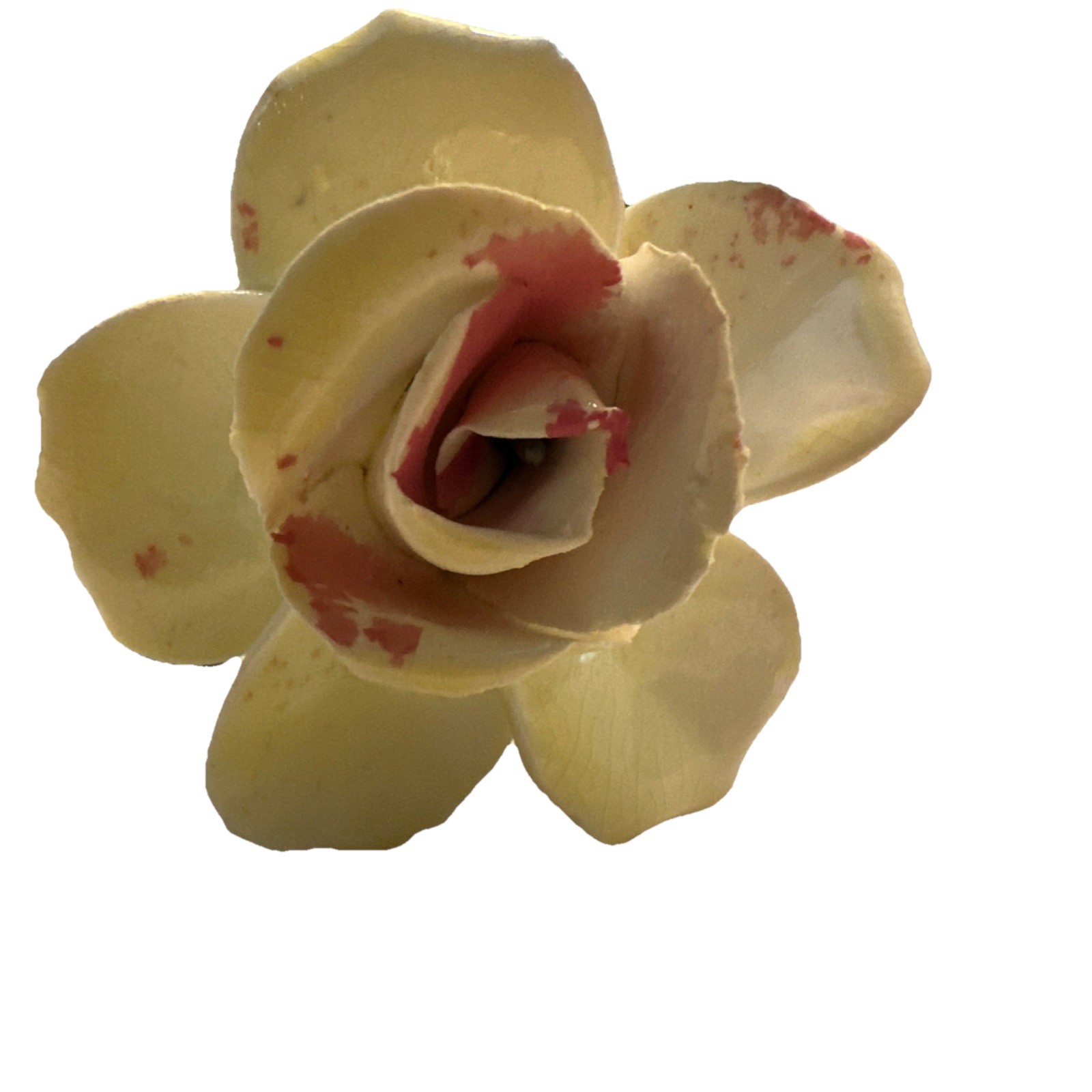 Artificial Rose Flower Stem Cream Pink with Green Leaves Plastic Floral Decor