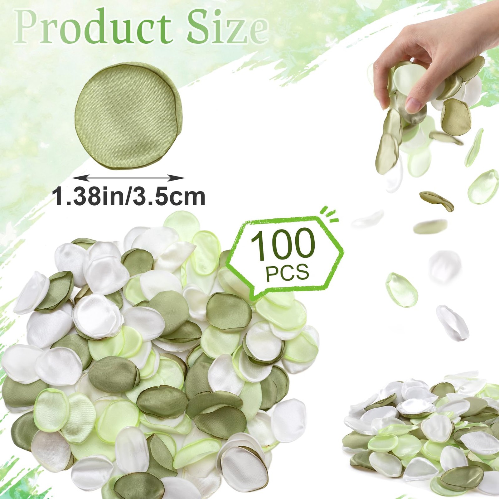 Green Silk Rose Petals Artificial Flower Scatter Wedding Party Decor 100 PCS