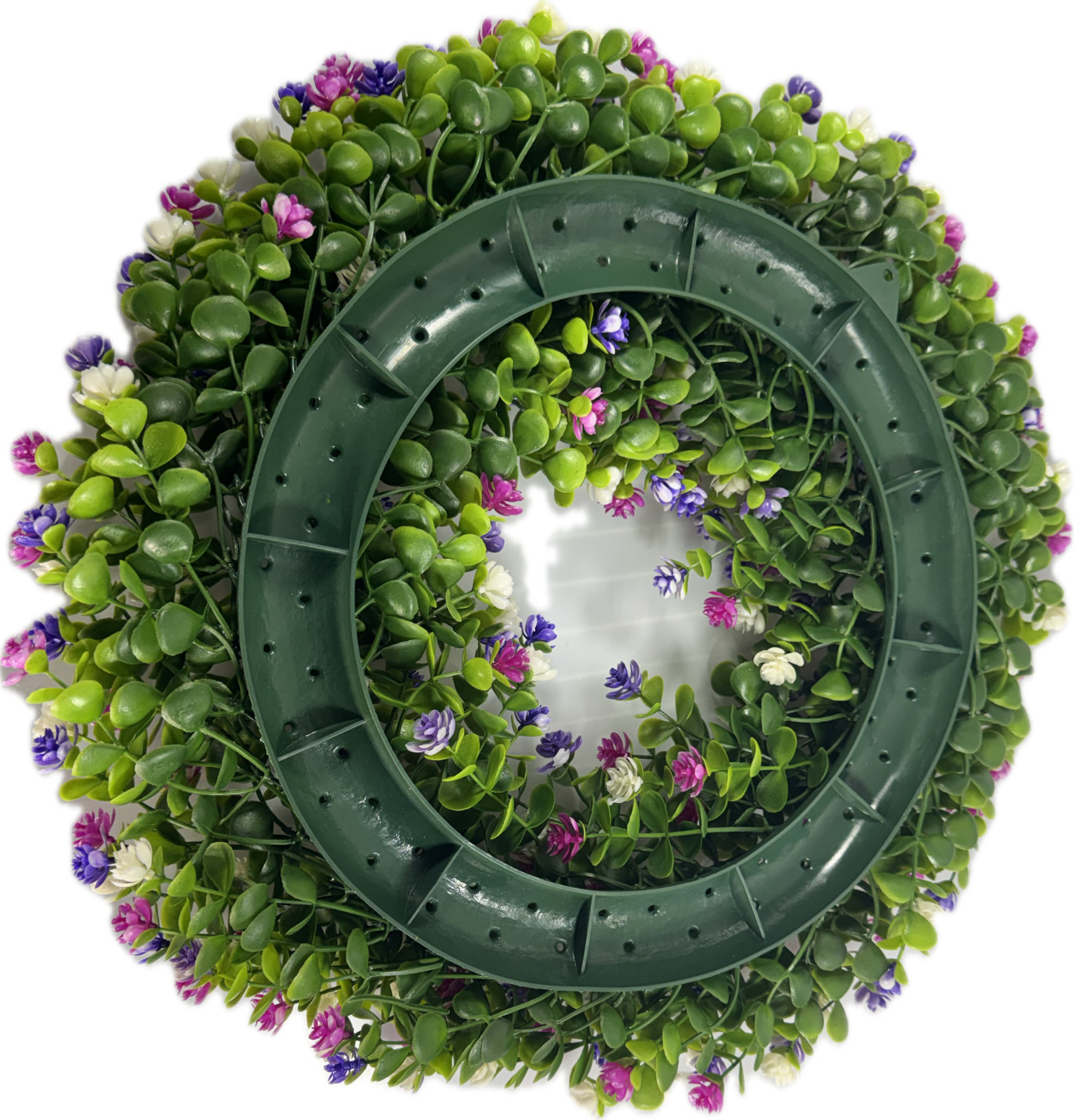 Flower Wreath Decor with Colorful Silk Roses and Eucalyptus Leaves
