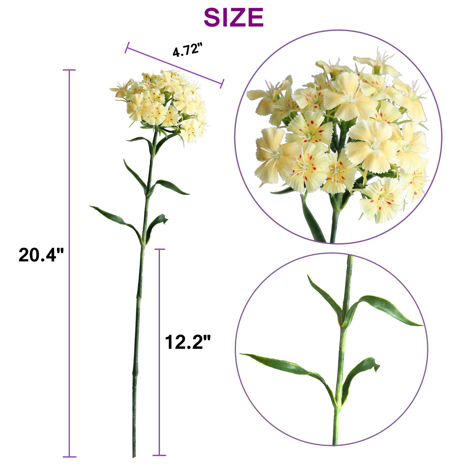 5PCS Artificial Dianthus Blooms with Stem Silk Flowers for Arrangement Weddin…
