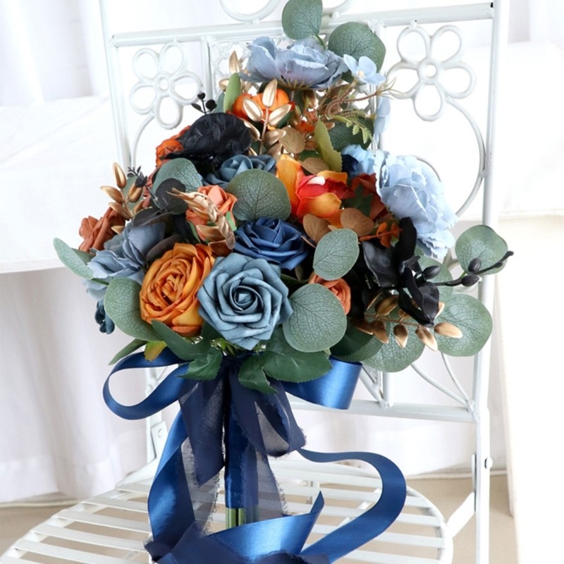 Artificial Blue Flowers Ornament Handheld Wedding Valentine Day