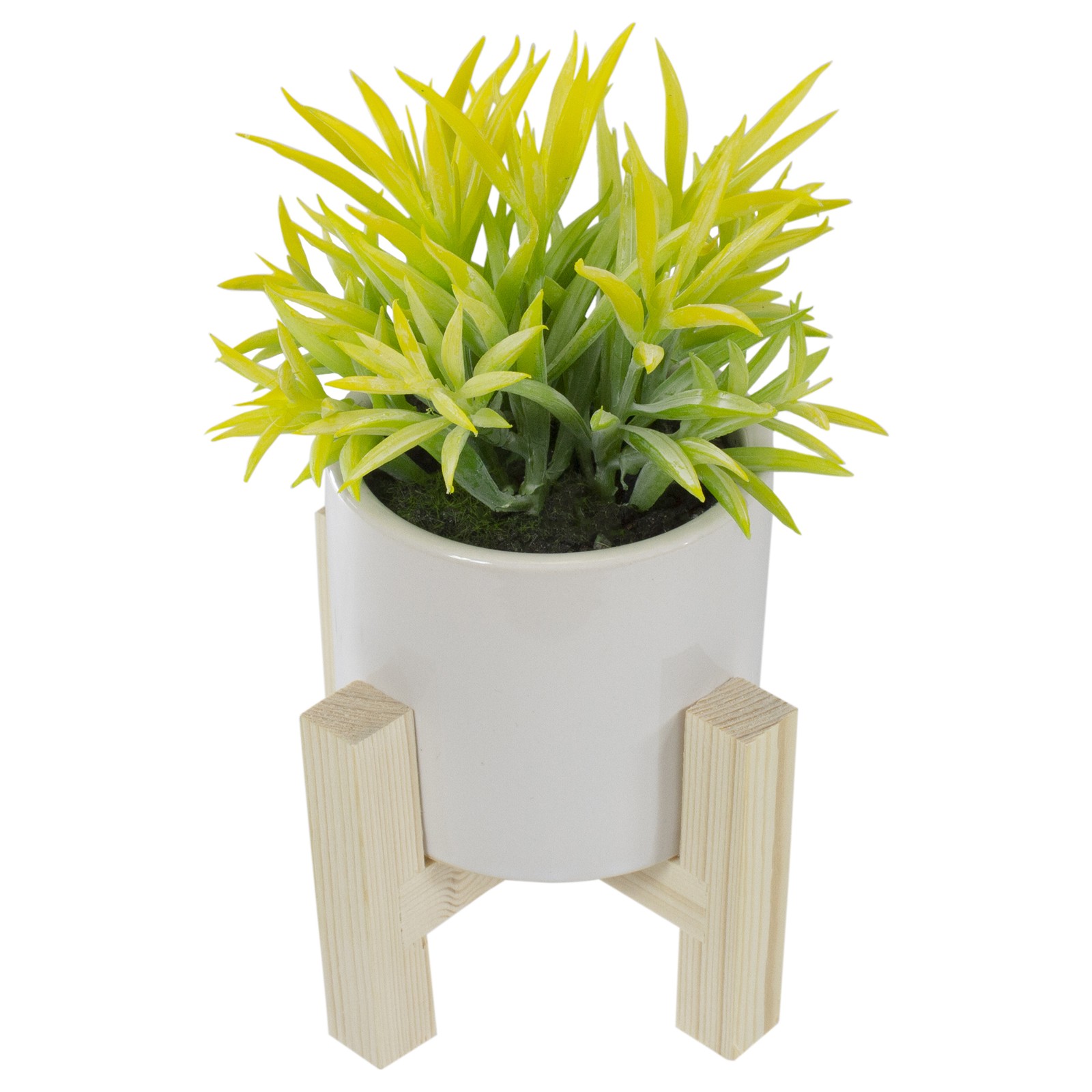 Northlight 8″ Potted Green Artificial Succulent with Wooden Stand