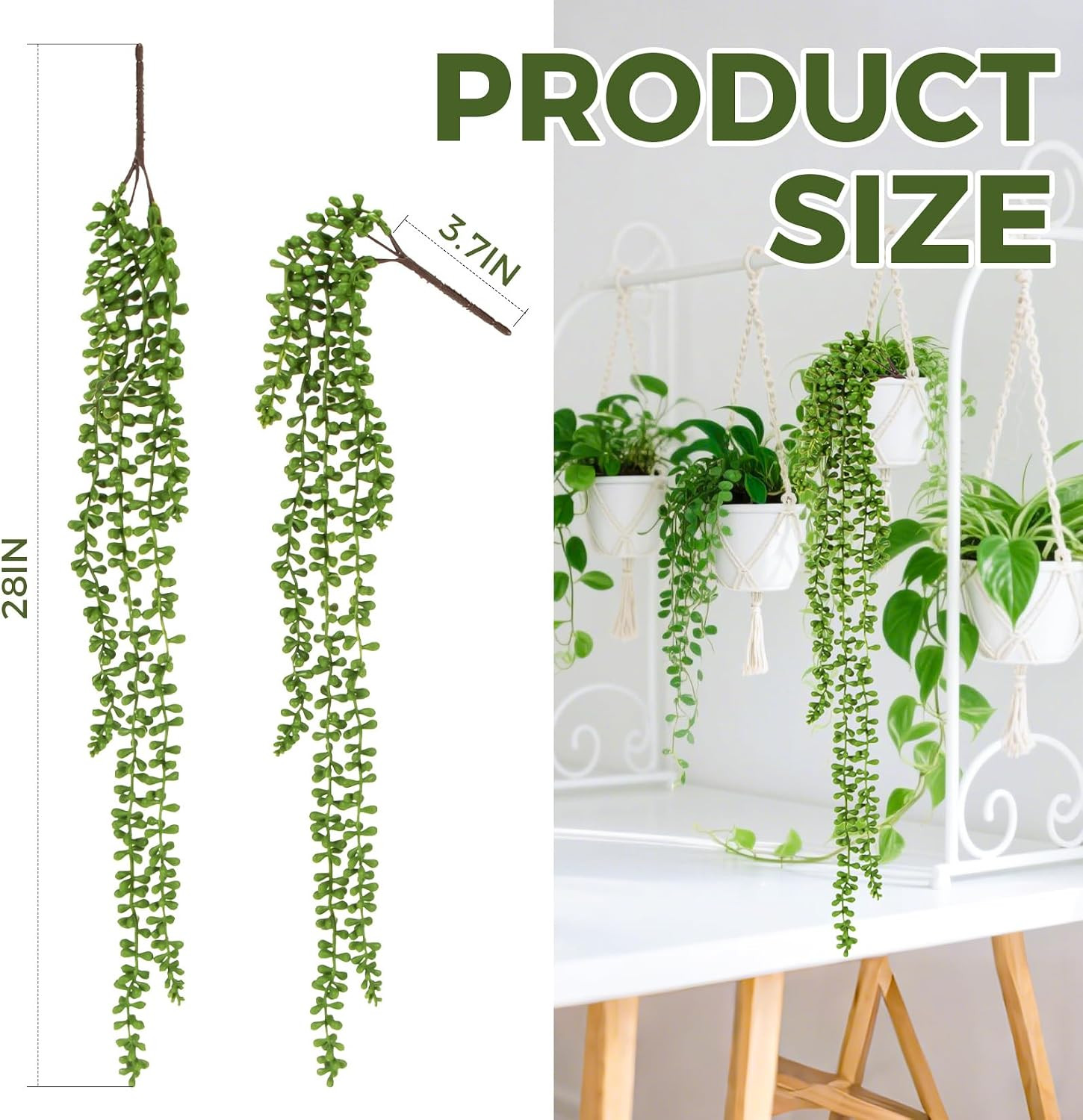 Fake Hanging Plants Artificial Decor – 3PCS String of Pearls Plant Artificial Ha