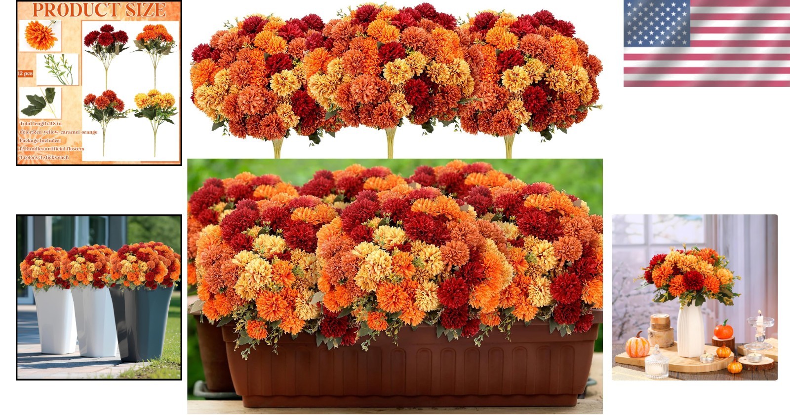 12 Pcs Vibrant Fall Artificial Chrysanthemums – Perfect for Elegant Home Decor