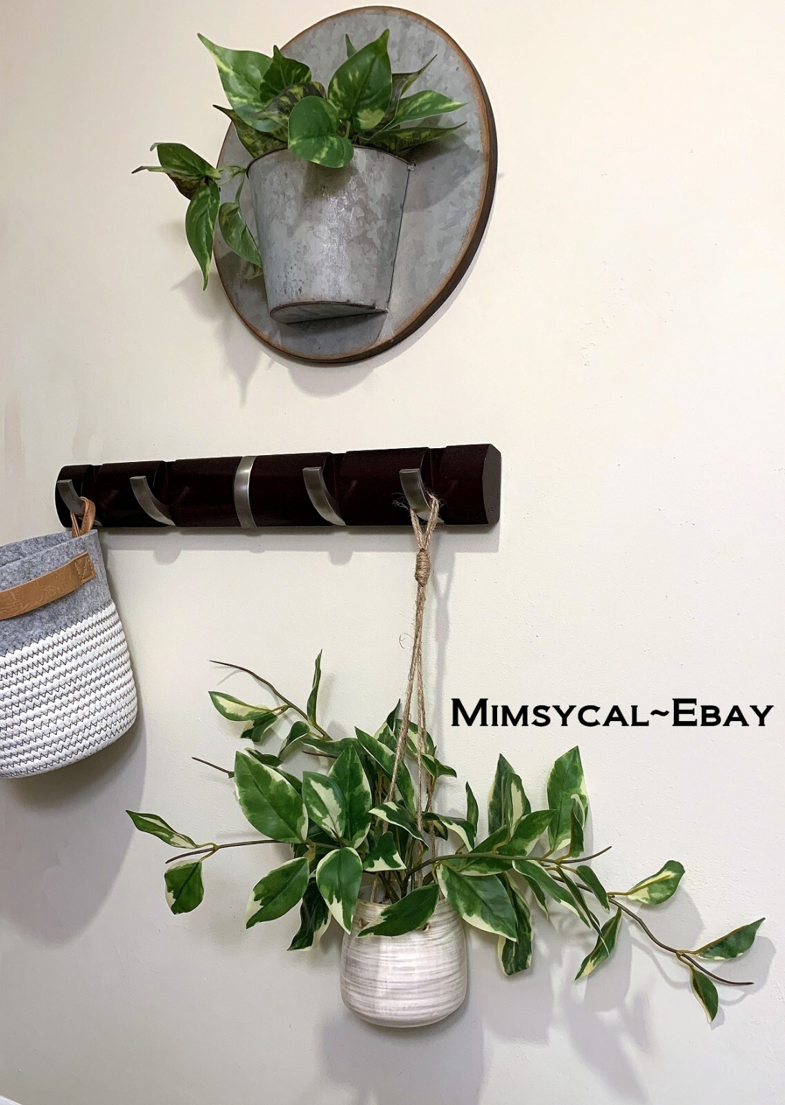 Hearth & Hand with Magnolia Hanging Ceramic Pot and 8″ Faux Hoya Leaf Plant NEW
