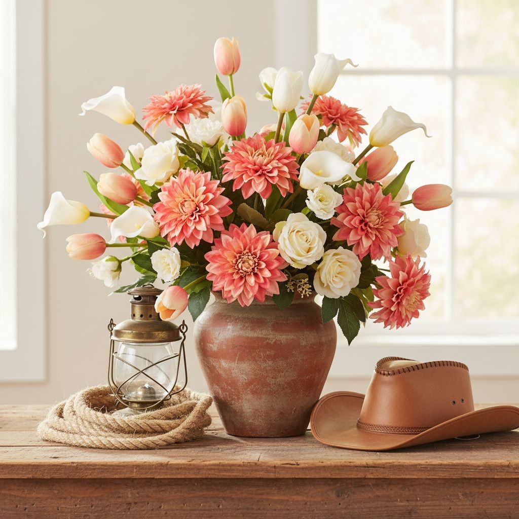 Coral Pink Dahlia Stem Bundle Faux Flowers Wedding Bouquet Flowers Farmhouse Flo