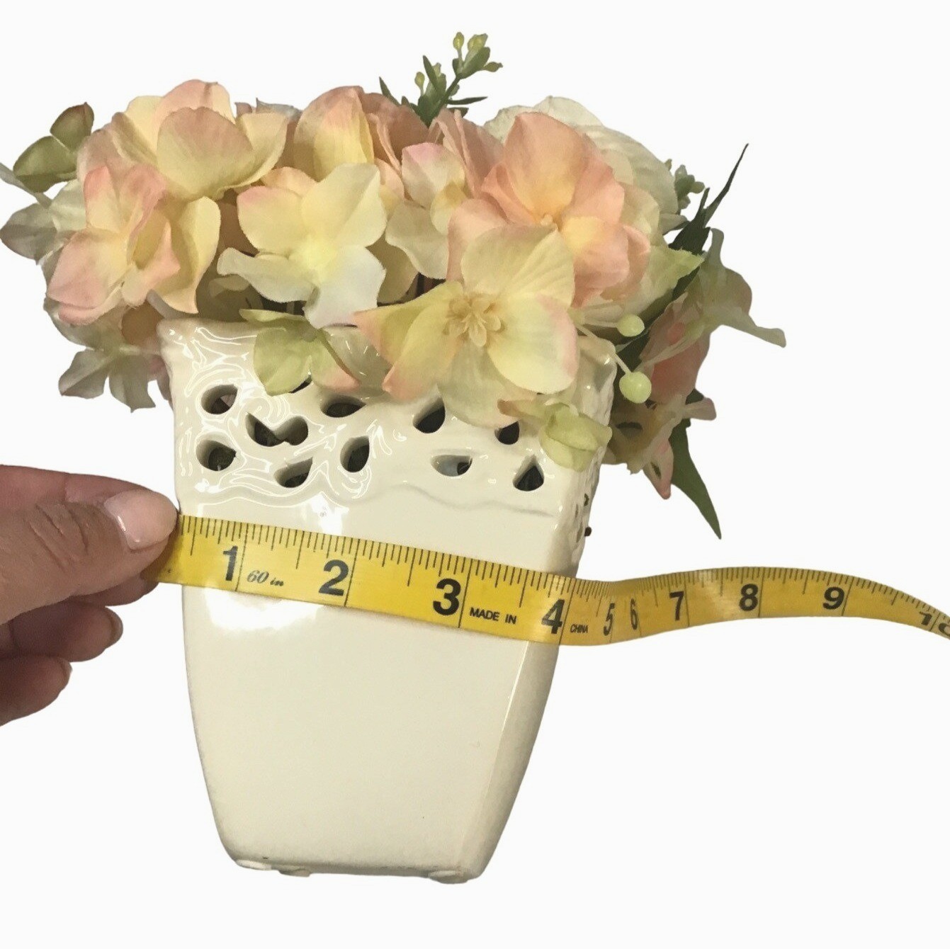 SET OF 2 ARTIFICIAL FLORAL ARRANGEMENT WITH CREAM FLOWERPOT
