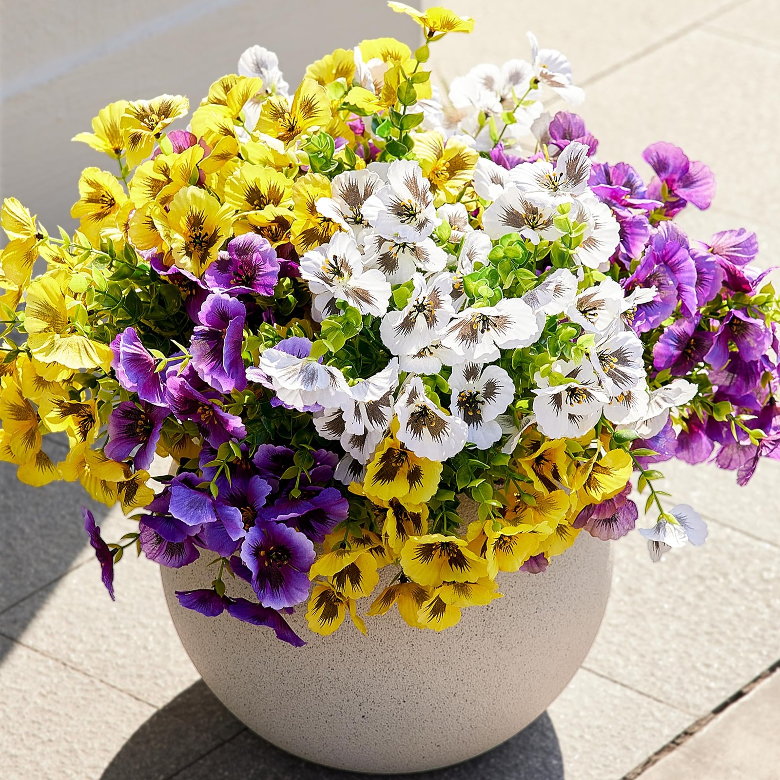 18 Pcs Artificial Pansy Flowers for Outdoor, Fake Flower Pansies, Fake Plants…