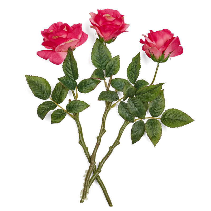 Set of 6 Beauty Pink Artificial 16″ Long Stem Open Rose Spray Bundles