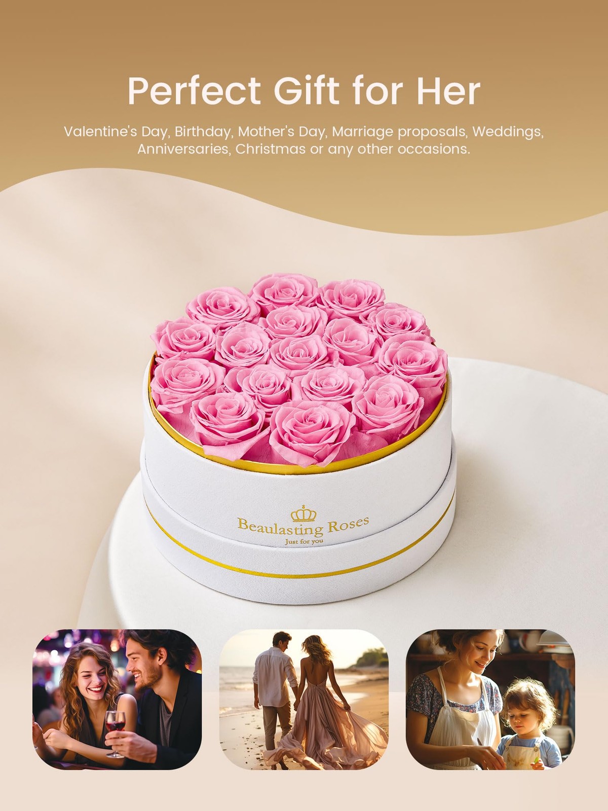 16 Preserved Roses Forever Flowers Real Roses in a Box Mother’s Day Birthday …