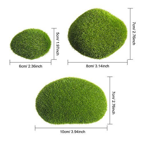 20 Pcs Artificial Moss Rocks Faux Green Moss Balls Covered Stones for Garden