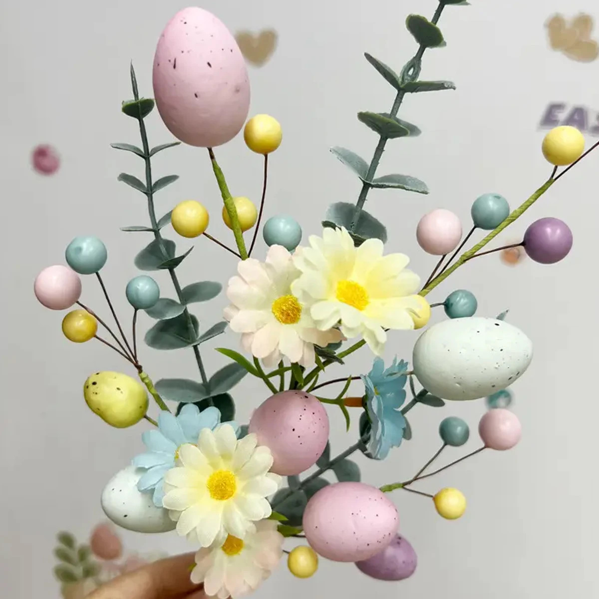 Easter Egg Flower Pick Stem Daisy Berry Spring Branch Easter Bouquet Decor