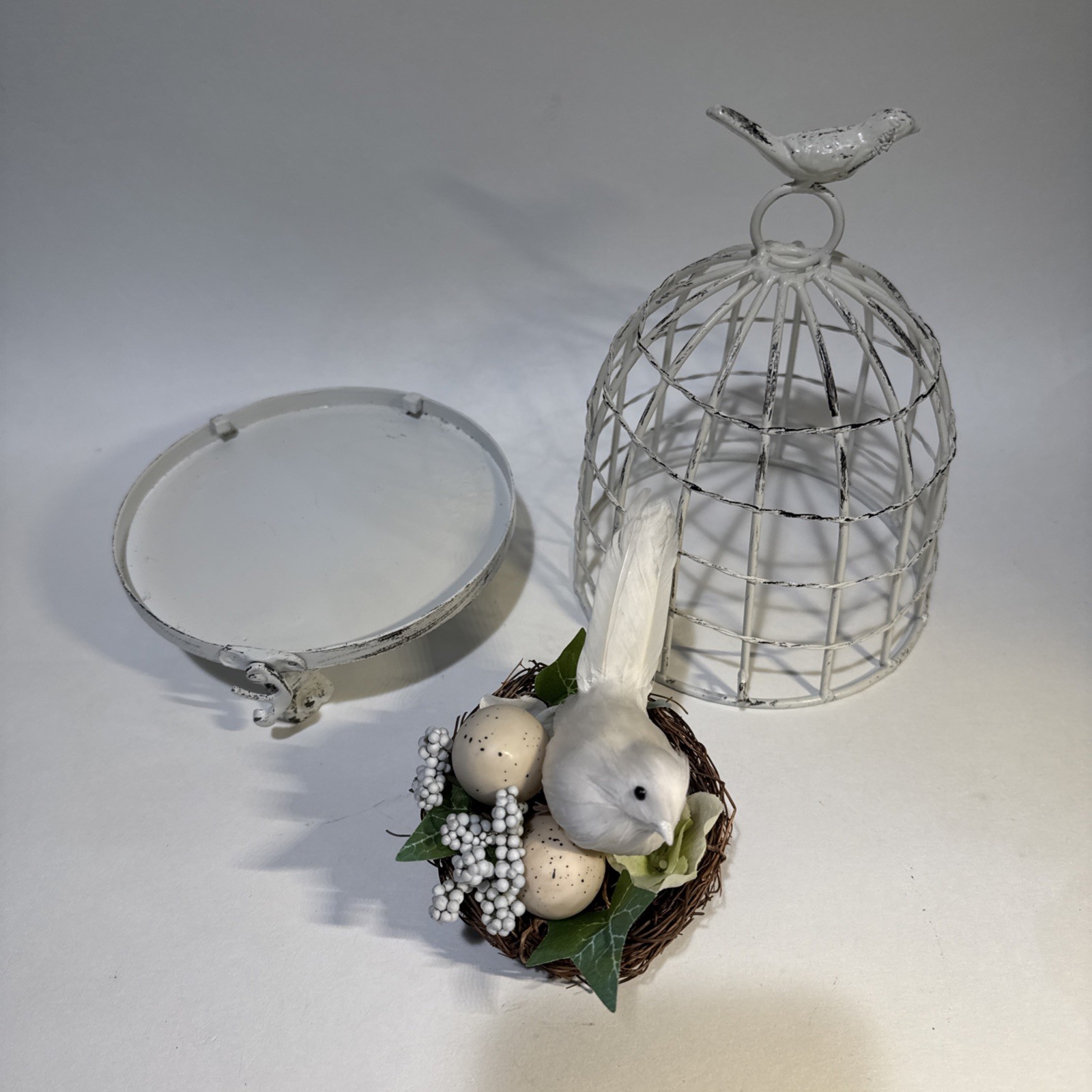 9″ Shabby Chic Decorative Birdcage Removable Nest Bird Display Farmhouse Decor