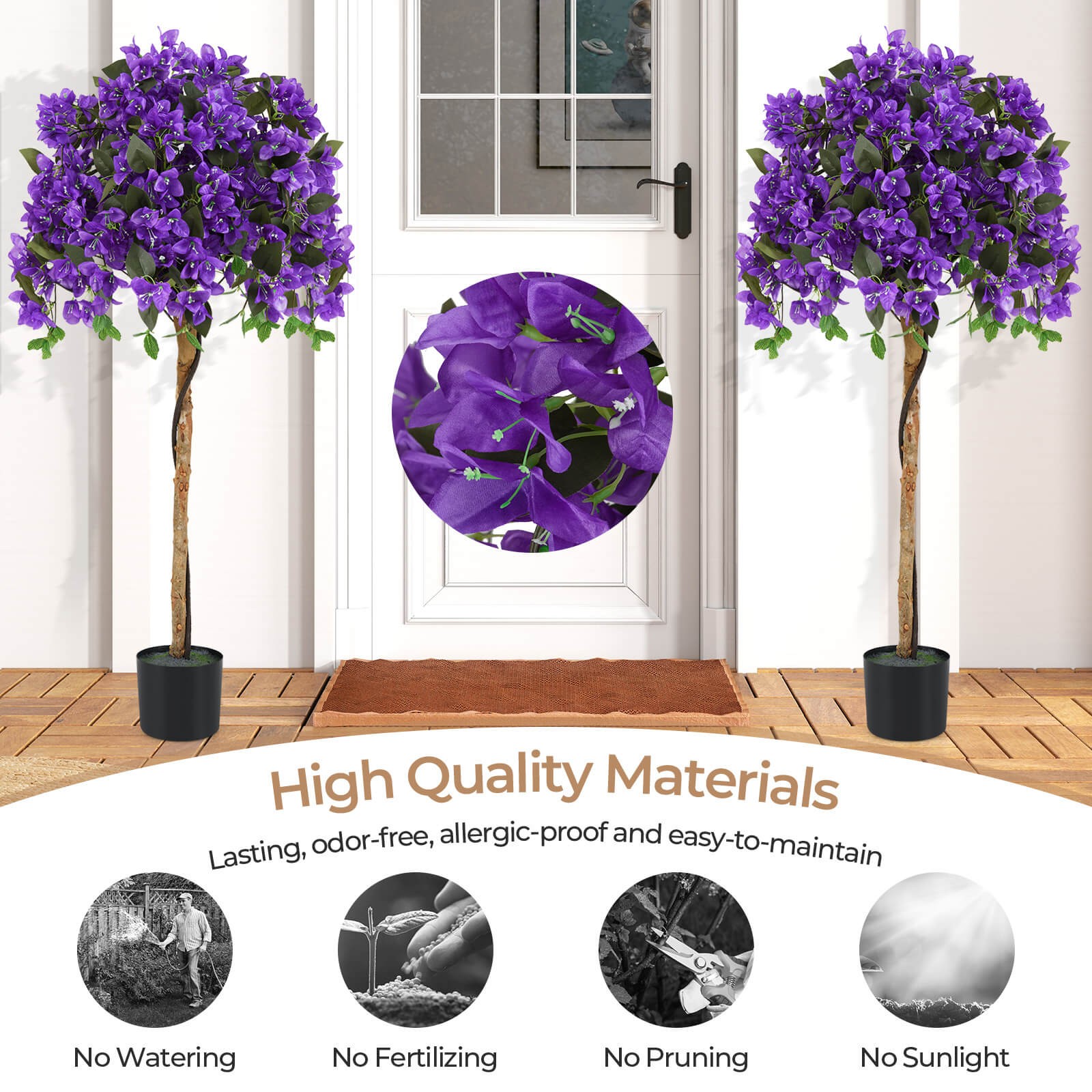 53″ Artificial Azalea Tree Faux Floral Plant w/ Red Azalea Flowers Nursery Pot
