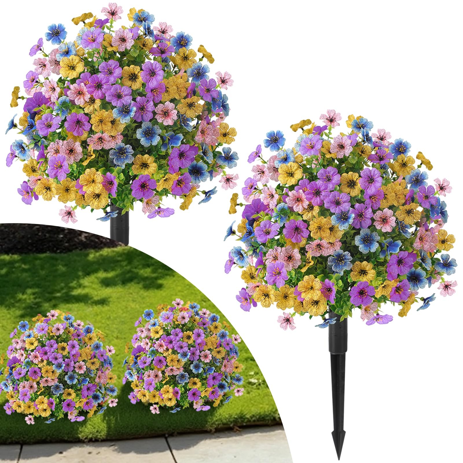 2Pcs 20″ Artificial Topiary Ball Flowers for Outdoors Decoration
