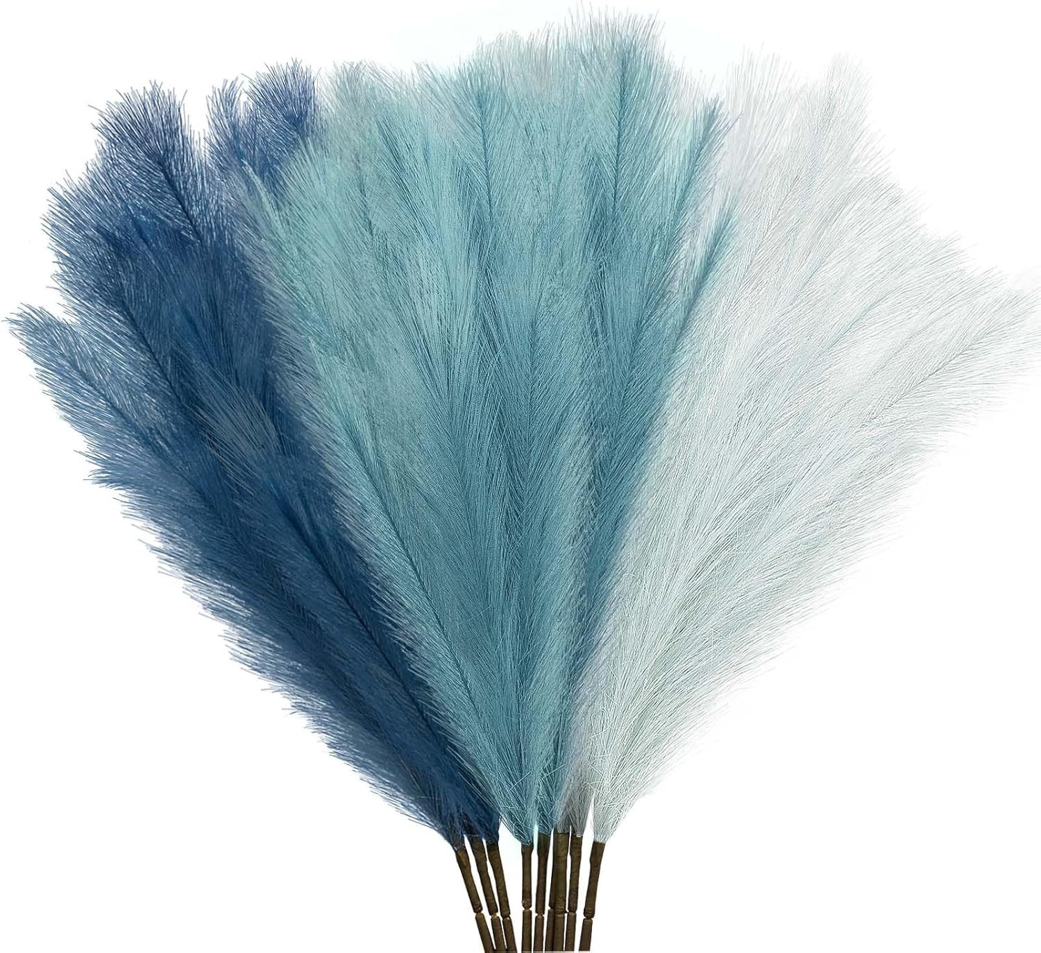 Colorful Pampas Grass Stems 9Pcs 35.4 Inch Indoor Decor Light Blue Fluffy