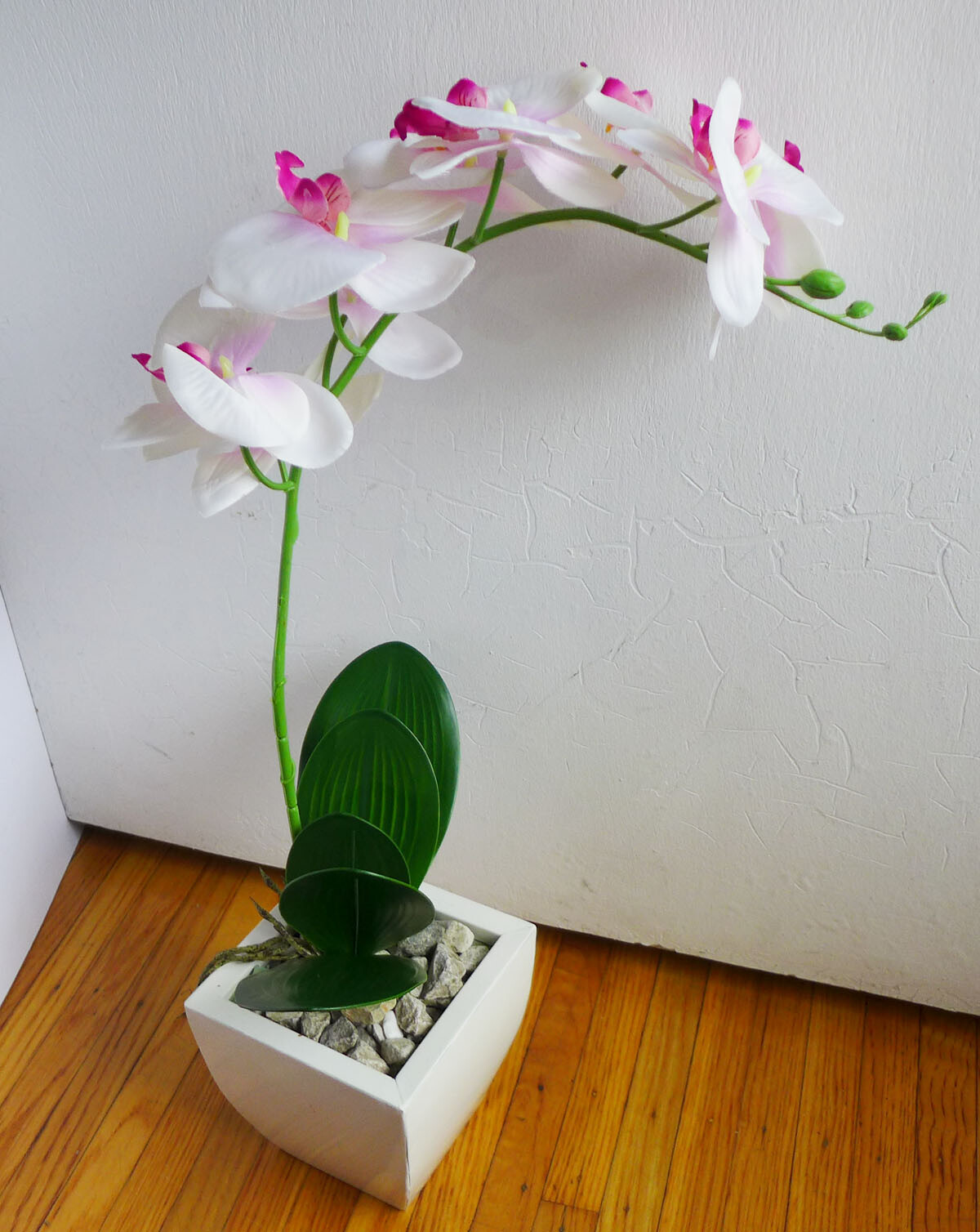 2 Pcs Artificial Butterfly Orchid Flower Plants With Leaves (#28-3)