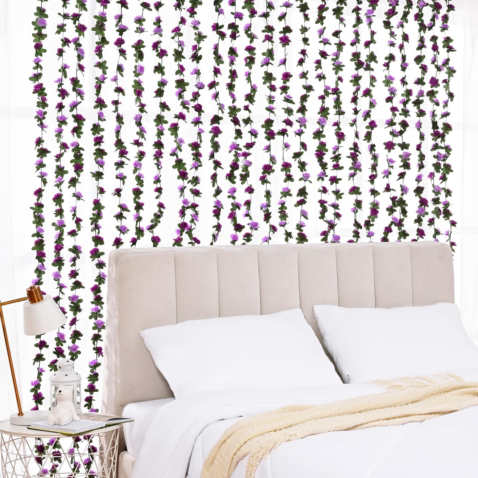 5Pcs 41Ft Flower Garland Artificial Rose Vines for Bedroom, Cute Fake Hanging…